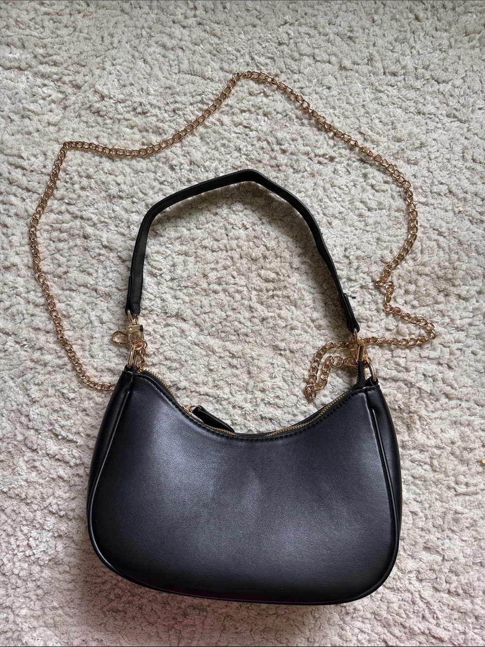 Black Chain-Accent Shoulder Bag
